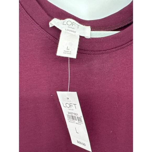 Loft Outlet Lounge Burgundy dress Tunic  Size Large Rayon knit new $69 - Picture 2 of 4